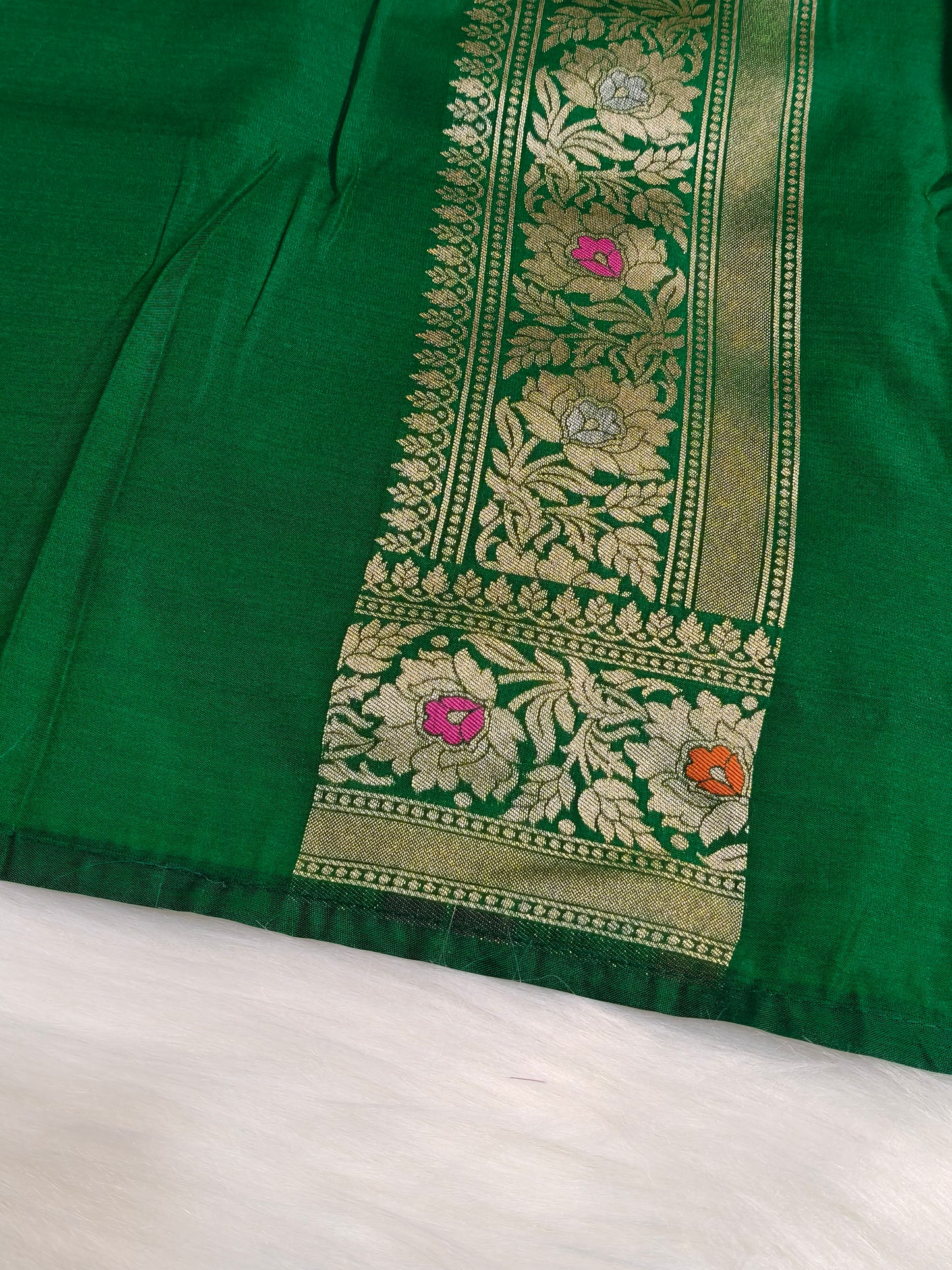 Banarasi Tanchhui Minakari Saree Green Shade With Multi Color Mina BTS010 25% Discount