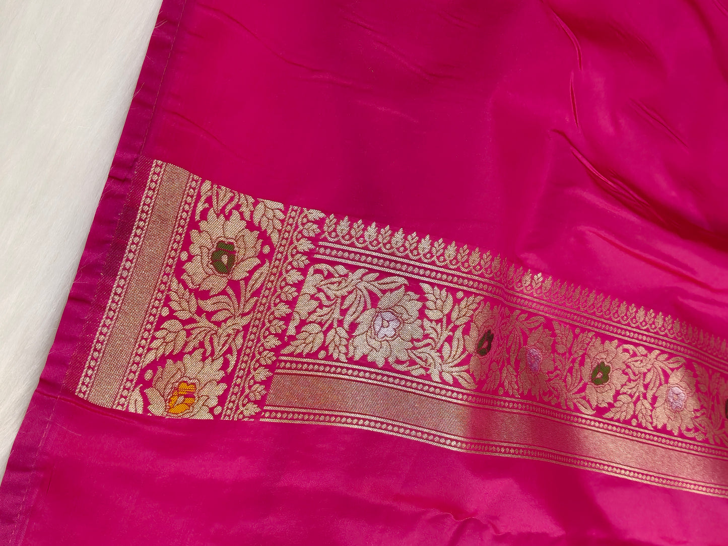 Banarasi Tanchhui Minakari Saree In Rani Pink Shade With Multi Color Mina BTS012 25% Discount