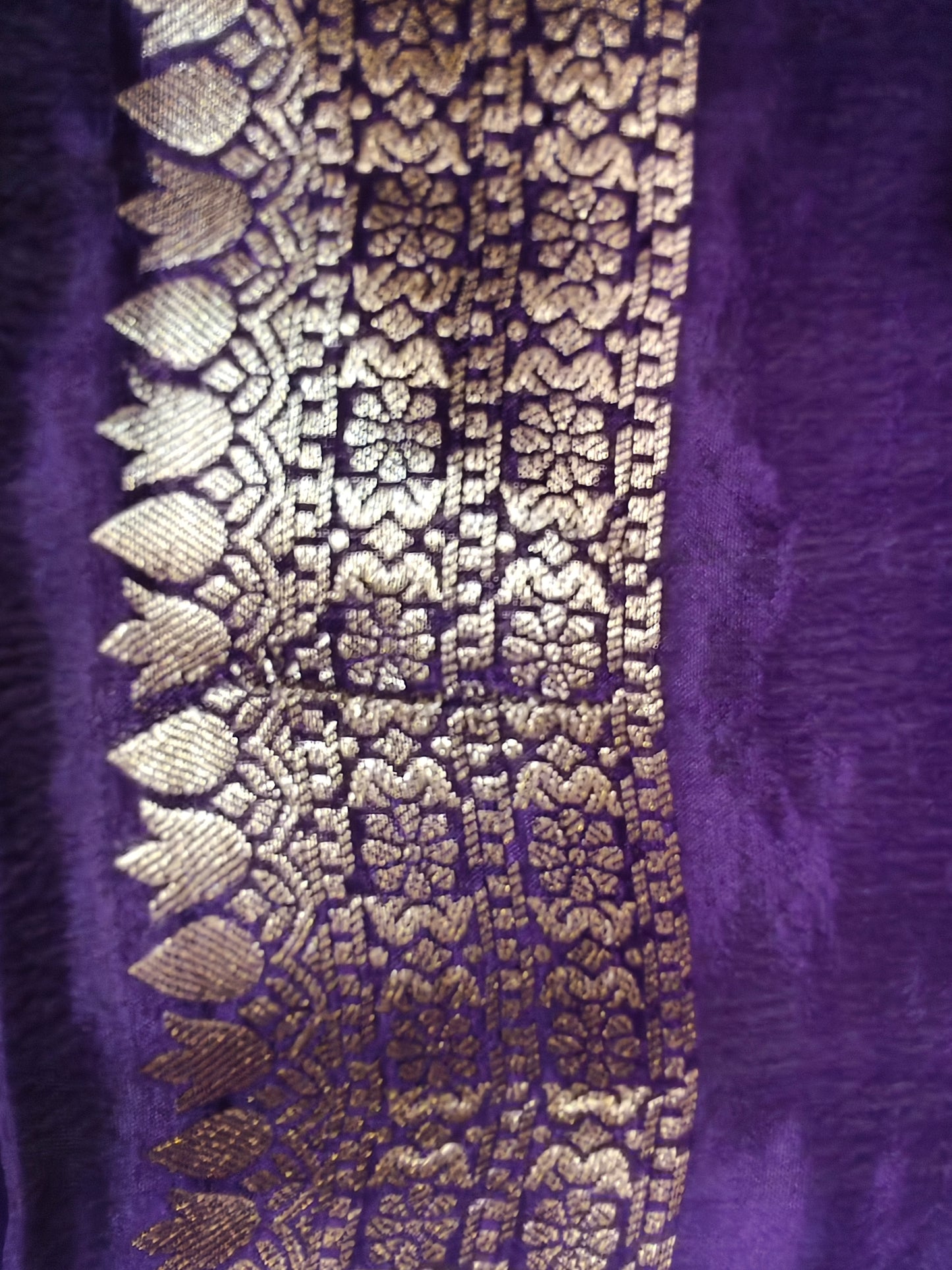 Crepe Banarasi Silk Saree Dark Purple Shade CBS005 50% Discount