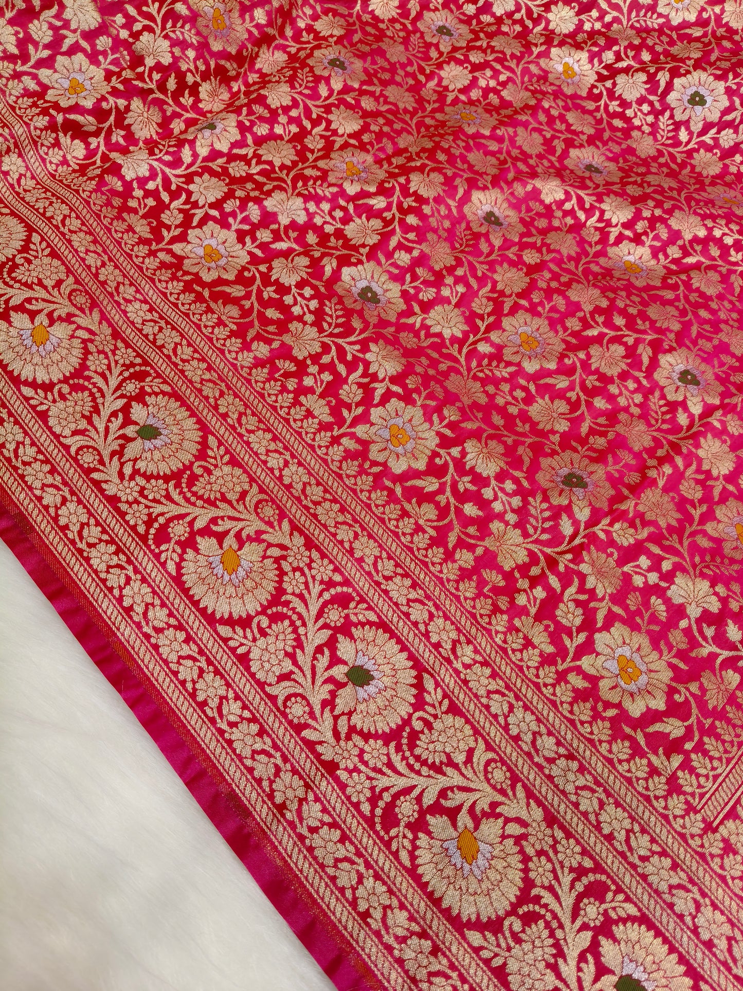 Banarasi Minakari Tanchhui Saree Red Rani shade With Multi Color Mina BTS001  15% Discount