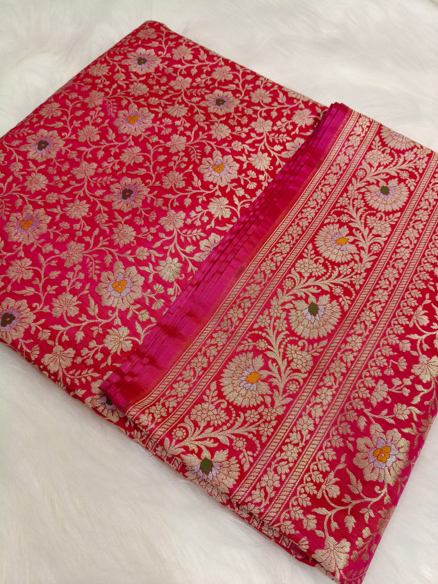 Banarasi Minakari Tanchhui Saree Red Rani shade With Multi Color Mina BTS001  15% Discount