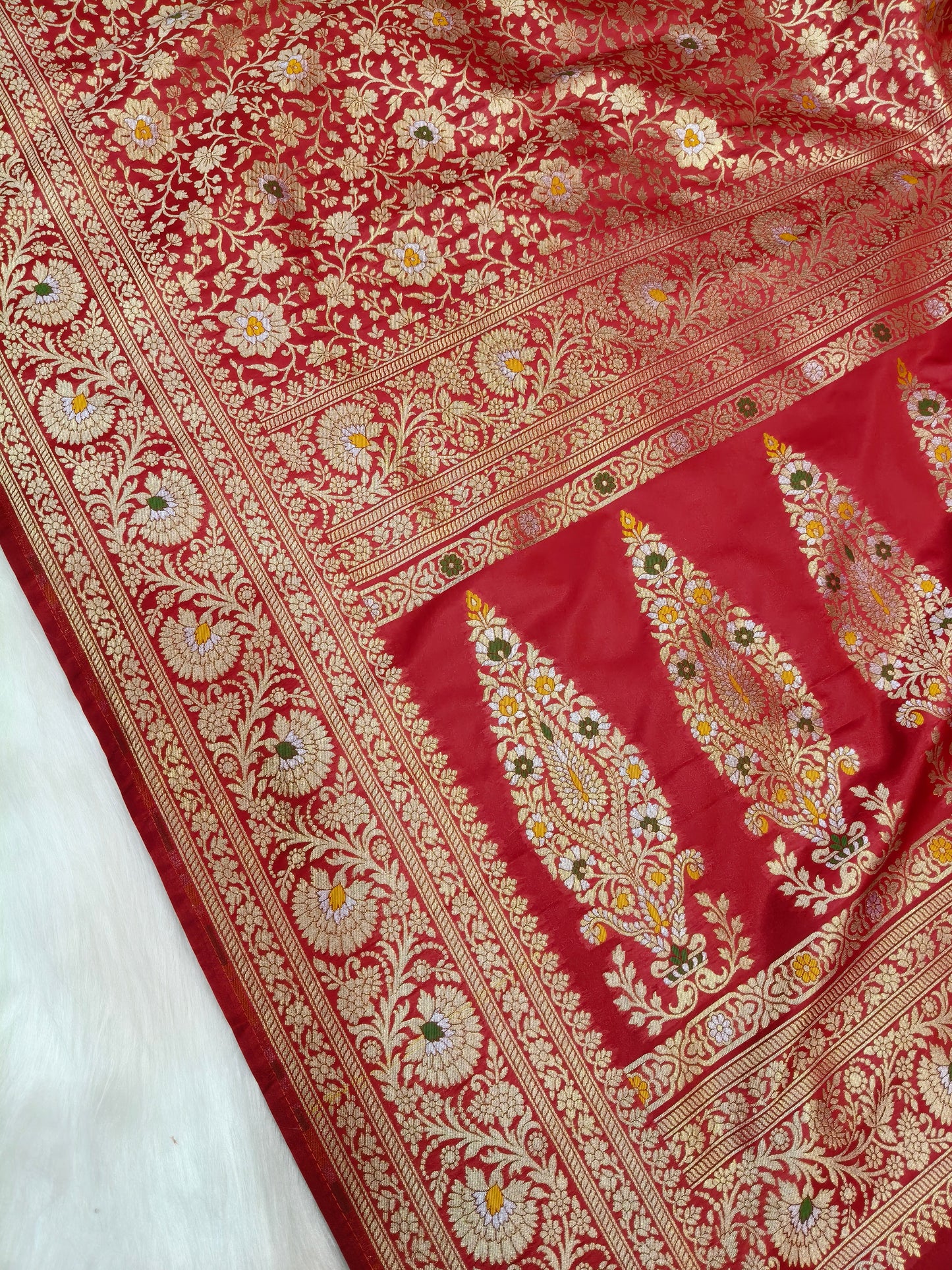 Banarasi Minakari Tanchhui Saree Deep Red Color With Multi Color Mina BTS003   15% Discount
