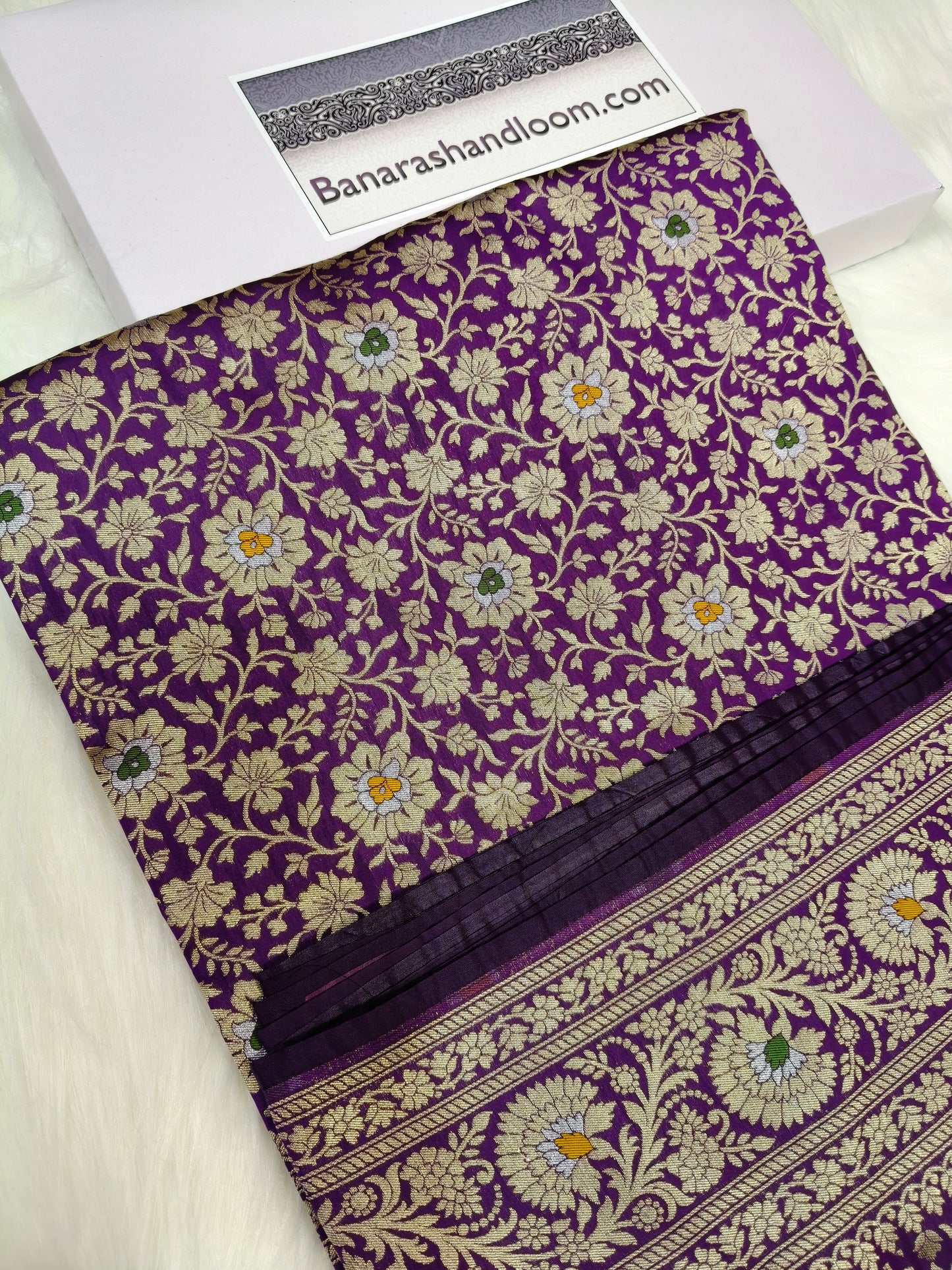 Banarasi Minakari Tanchhui Saree Deep Purple Shade With Multi Color Mina BTS004   15% Discount