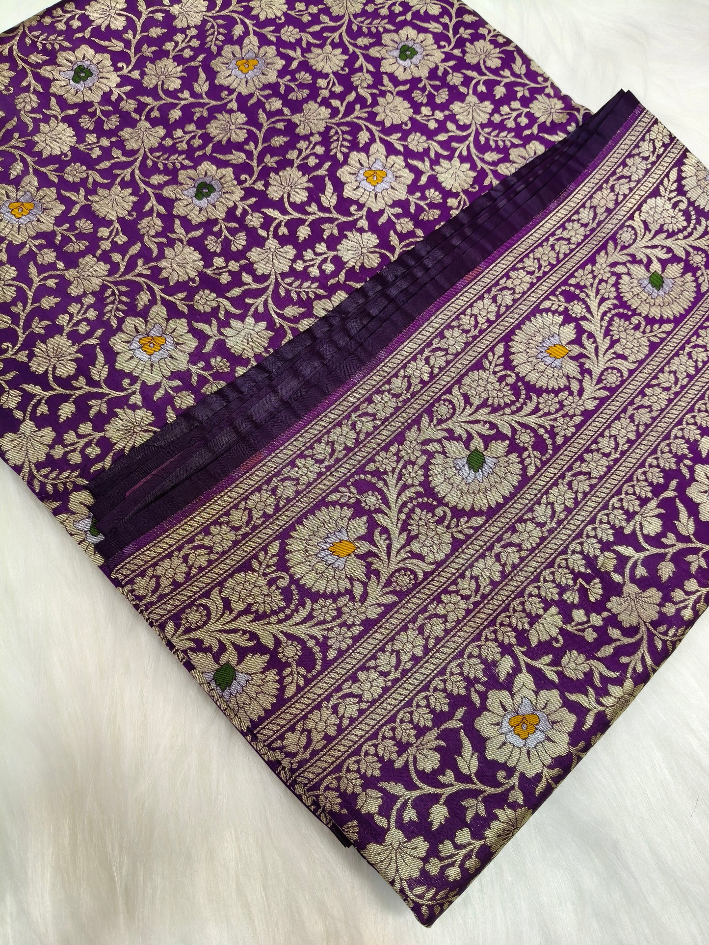 Banarasi Minakari Tanchhui Saree Deep Purple Shade With Multi Color Mina BTS004   15% Discount