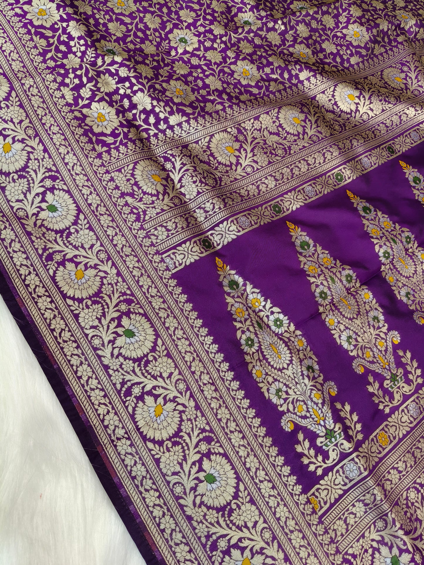 Banarasi Minakari Tanchhui Saree Deep Purple Shade With Multi Color Mina BTS004   15% Discount