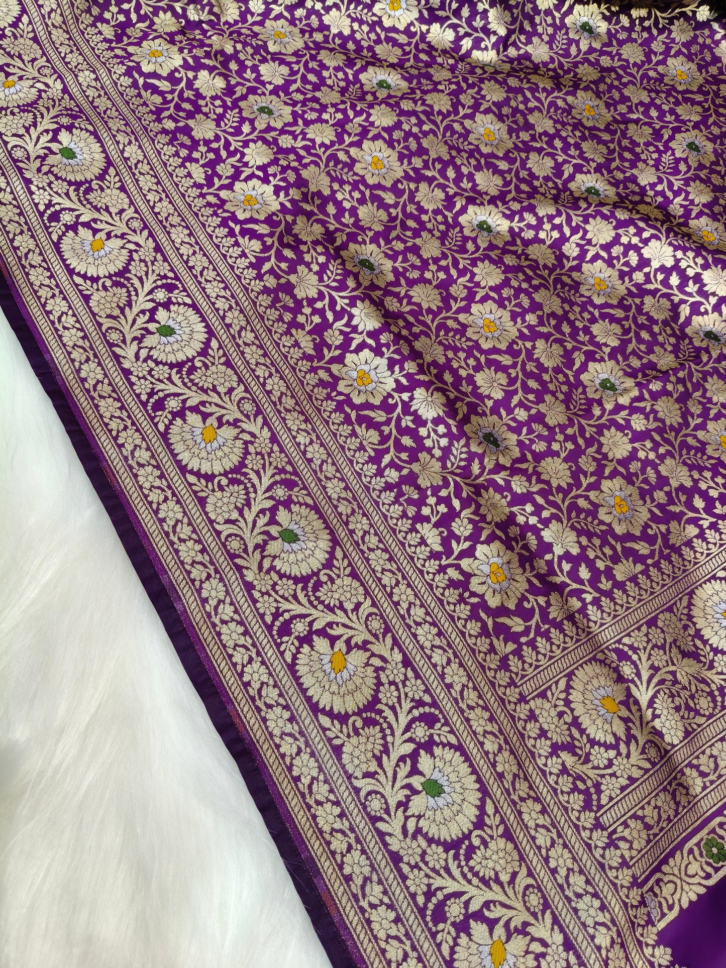 Banarasi Minakari Tanchhui Saree Deep Purple Shade With Multi Color Mina BTS004   15% Discount