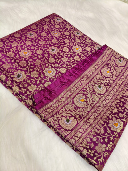Banarasi Minakari Tanchhui Saree Light Purple Shade With Multi Color Mina BTS005   15% Discount