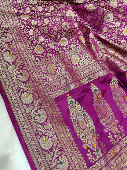 Banarasi Minakari Tanchhui Saree Light Purple Shade With Multi Color Mina BTS005   15% Discount