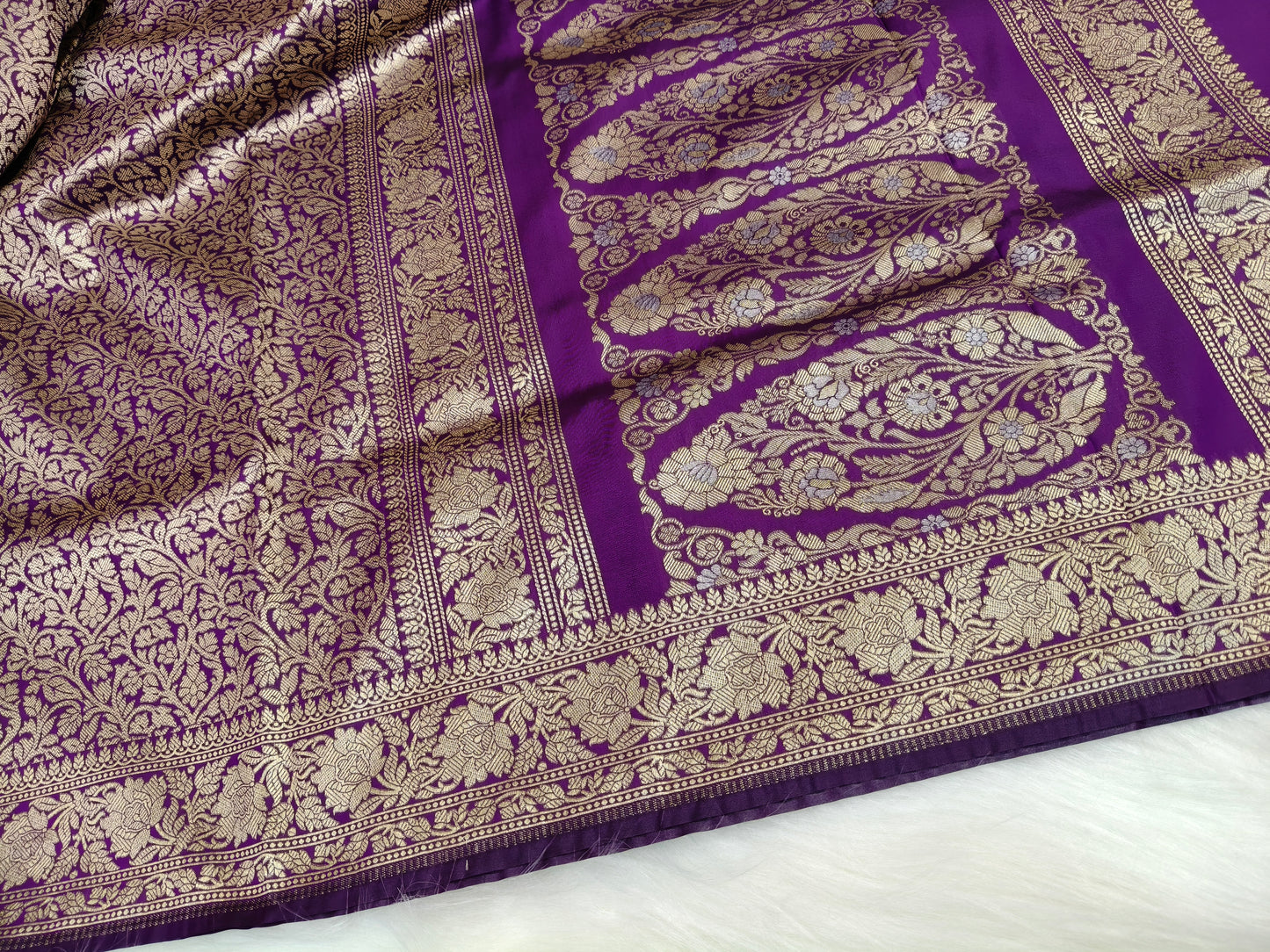 Banarasi Single Tanchhui saree Deep Purple Shade BTS006   25% Discount