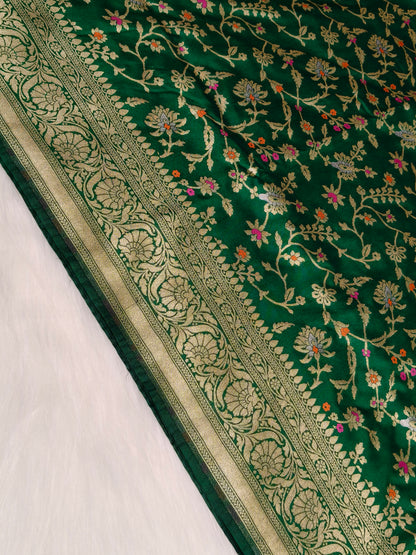 Banarasi Silk Cutwork Saree Green Shade With Multi Color Mina BCS001  15% discount