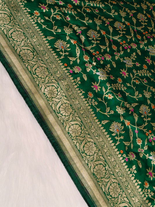 Banarasi Silk Cutwork Saree Green Shade With Multi Color Mina BCS001  15% discount