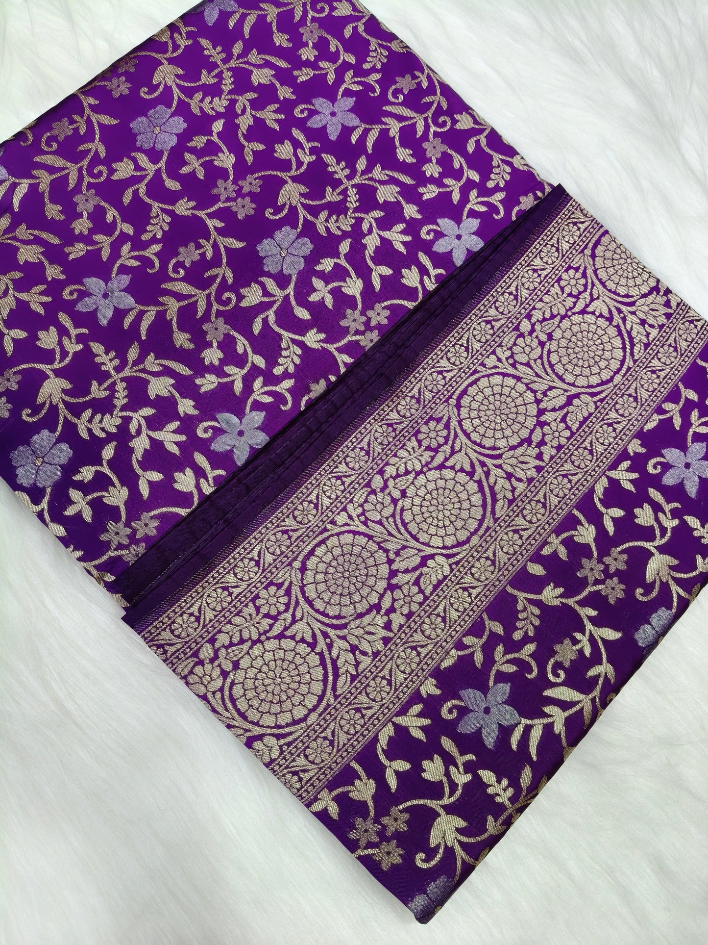 Banarasi Silk Cutwork Minakari Saree Deep Purple Shade With Silver zari Mina BCS003   15% discount