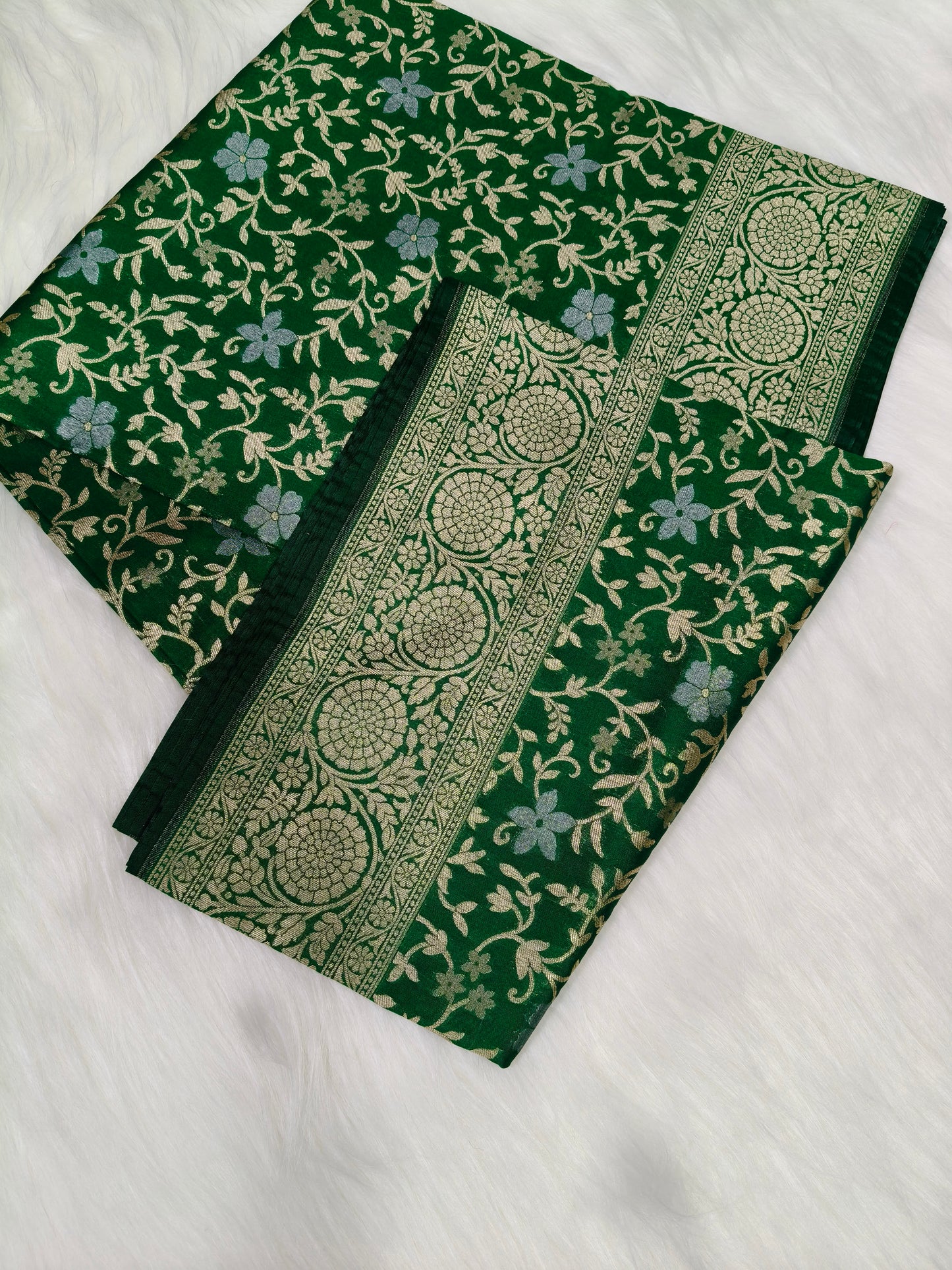 Banarasi silk Cutwork Minakari Saree Green Color Shade With Silver Zari Mina  BCS004   15% discount