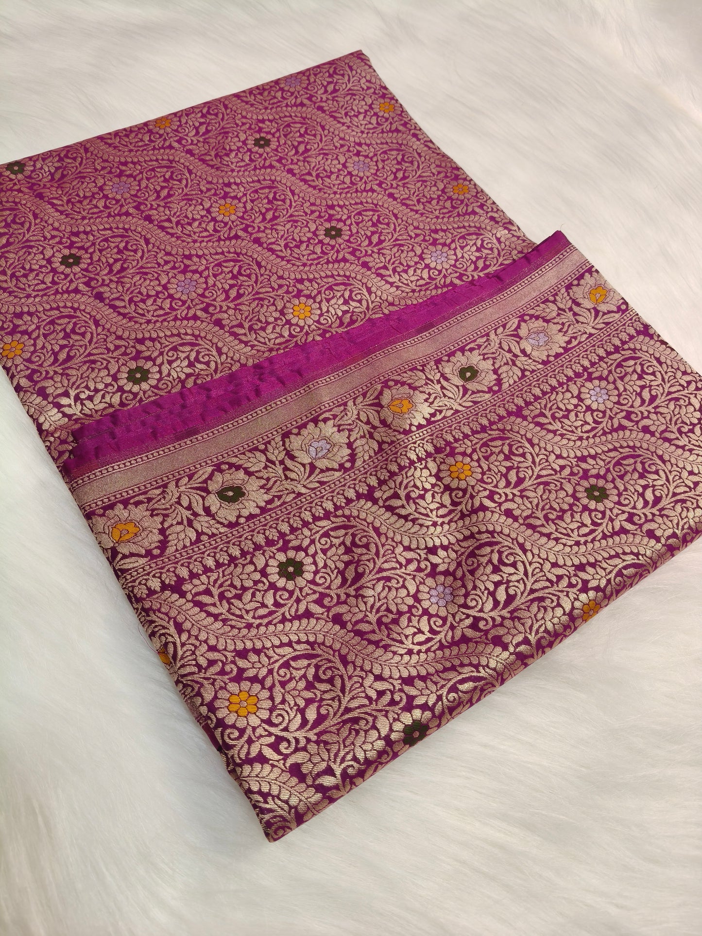 Banarasi Tanchhui Saree Light Purple Shade With Multi Color Mina BTS008   25% Discount