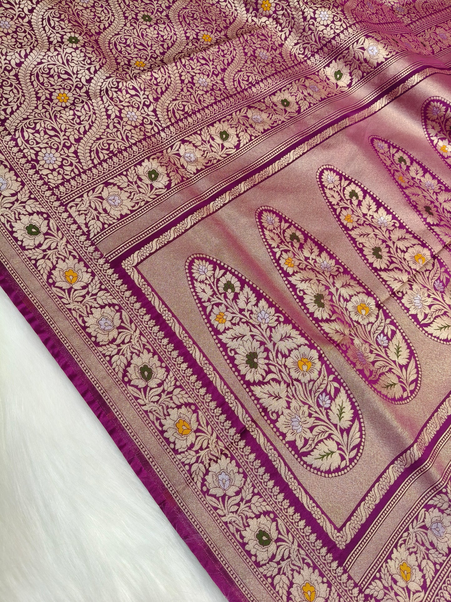 Banarasi Tanchhui Saree Light Purple Shade With Multi Color Mina BTS008   25% Discount