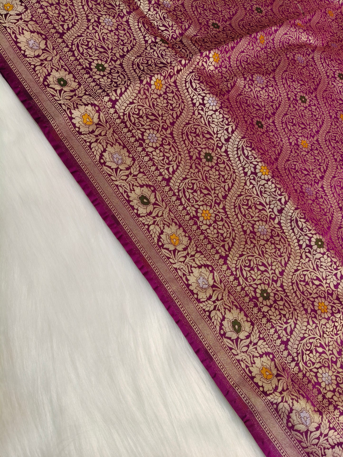 Banarasi Tanchhui Saree Light Purple Shade With Multi Color Mina BTS008   25% Discount
