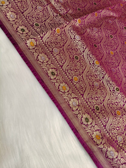 Banarasi Tanchhui Saree Light Purple Shade With Multi Color Mina BTS008   25% Discount