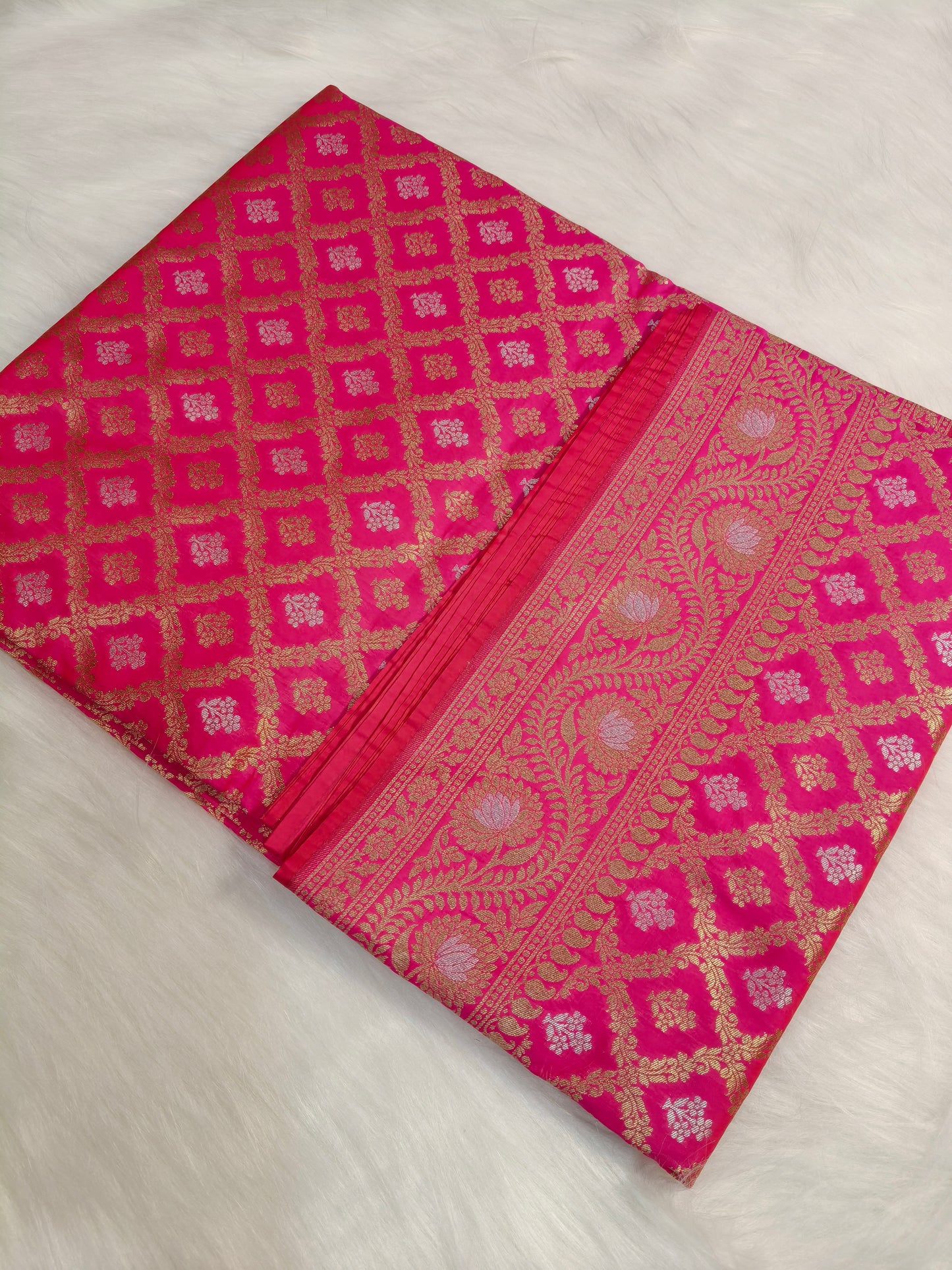 Banarasi Silk Cutwork Minakari Saree Rani Pink Shade With Silver Mina BCS005  50% Discount