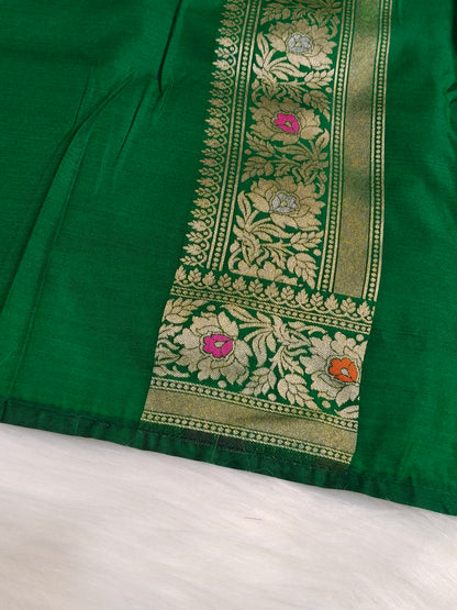 Banarasi Tanchhui Minakari Saree Green Shade With Multi Color Mina BTS010 25% Discount