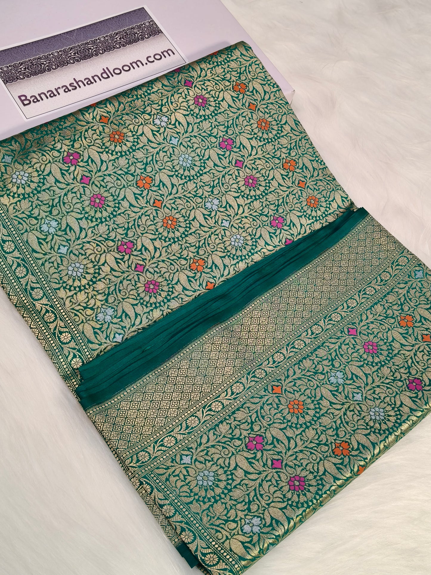 Banarasi Tanchhui  Minakari Saree Rama Shade With Multi Color Mina BTS014   50% discount
