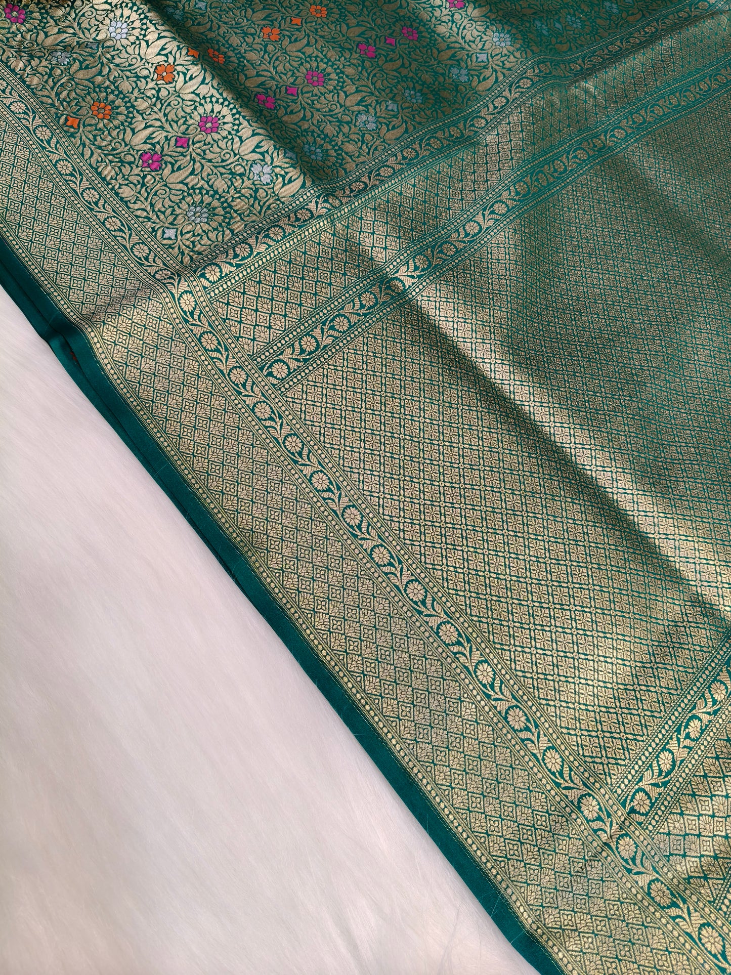 Banarasi Tanchhui  Minakari Saree Rama Shade With Multi Color Mina BTS014   50% discount