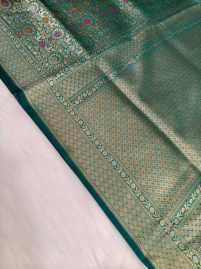 Banarasi Tanchhui  Minakari Saree Rama Shade With Multi Color Mina BTS014   50% discount