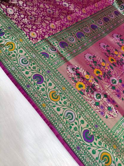 Banarasi Silk Ahmedabadi Brocade Saree Light Purple shade ABS001   25% discount