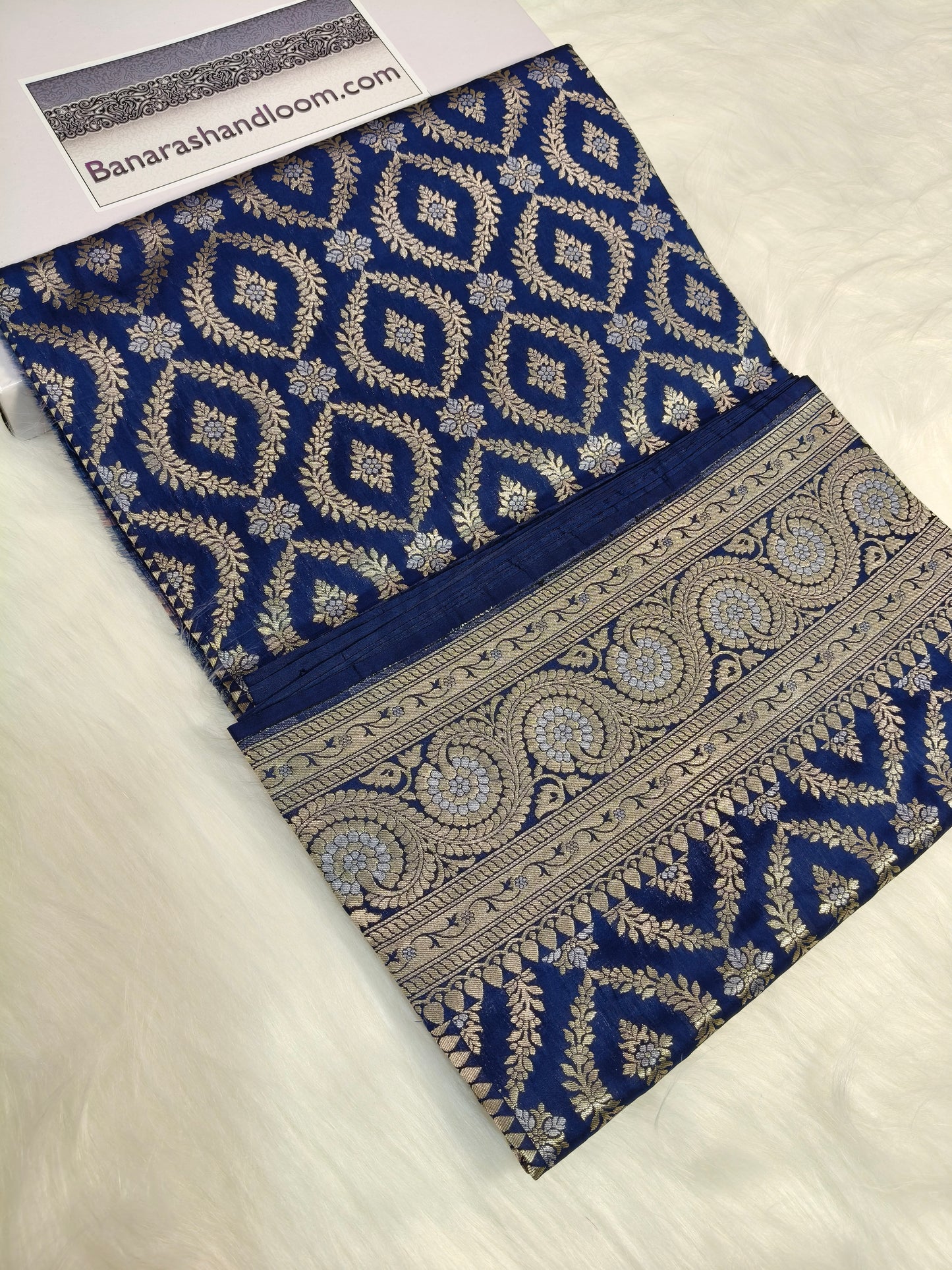 Banarasi Silk Cutwork Saree Navy Blue Color With Rupa Minakari BCS008   25% Discount