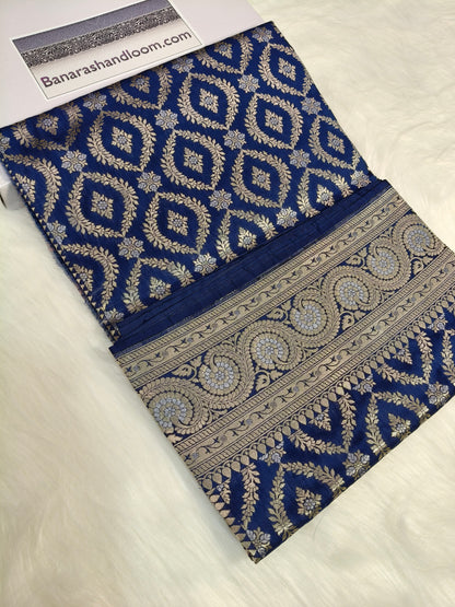 Banarasi Silk Cutwork Saree Navy Blue Color With Rupa Minakari BCS008   25% Discount
