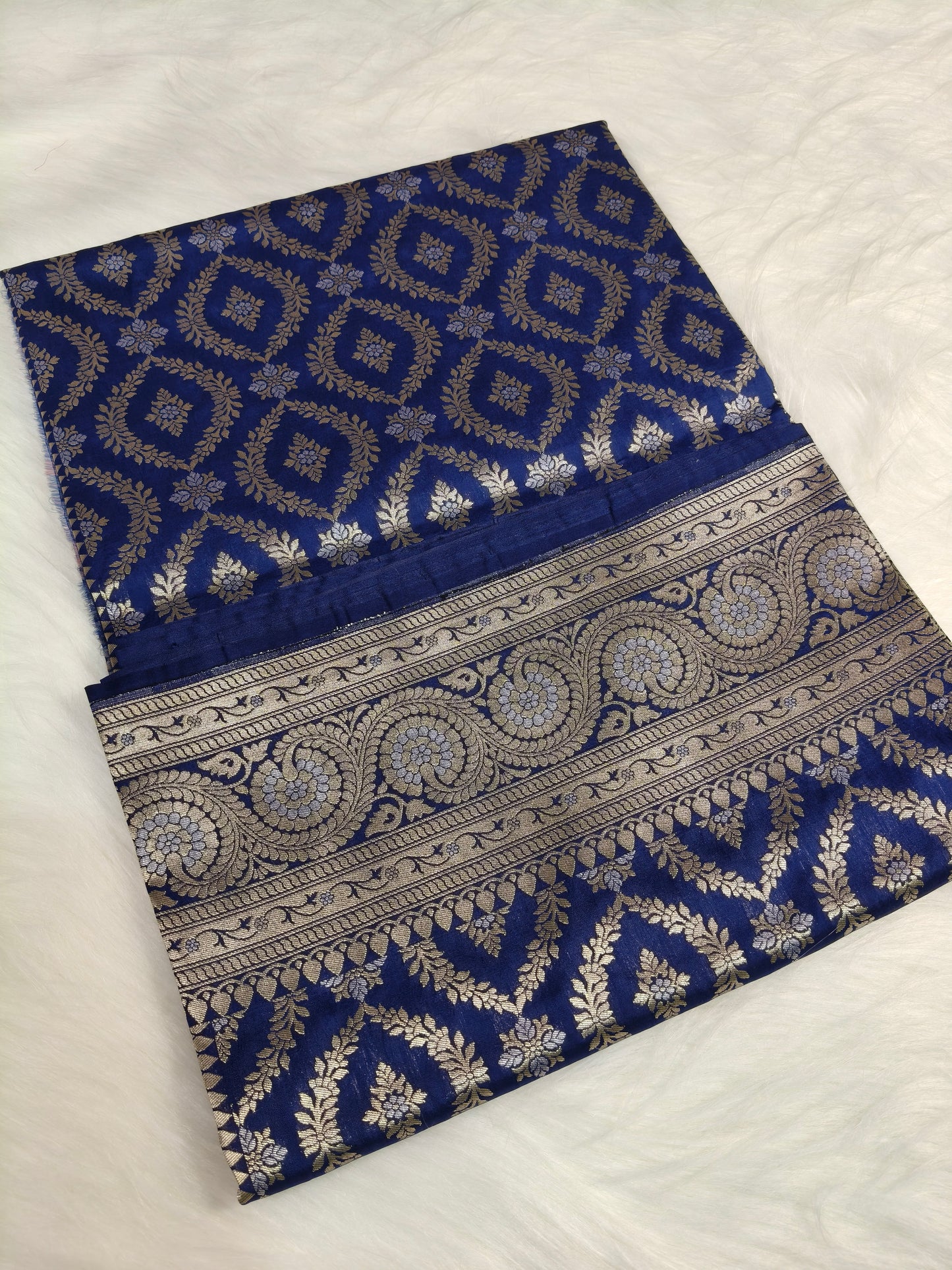 Banarasi Silk Cutwork Saree Navy Blue Color With Rupa Minakari BCS008   25% Discount