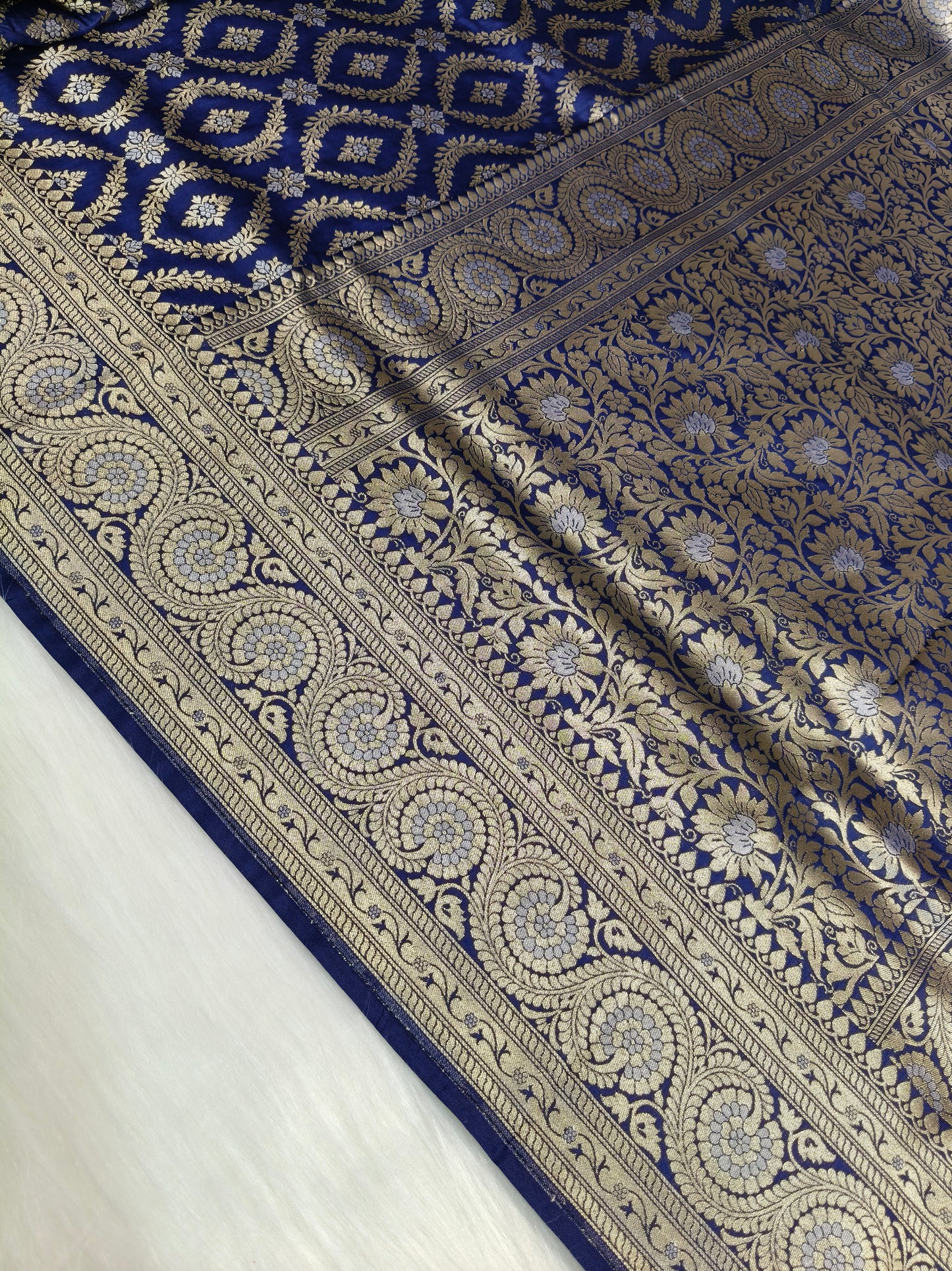 Banarasi Silk Cutwork Saree Navy Blue Color With Rupa Minakari BCS008   25% Discount