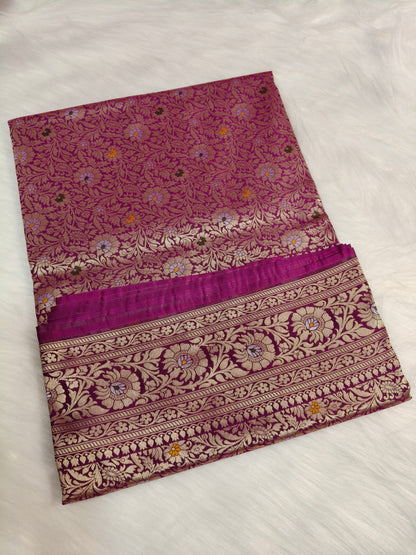 Banarasi Tanchhui Minakari Saree Wine Shade With Multi Color Mina BTS015   25% discount