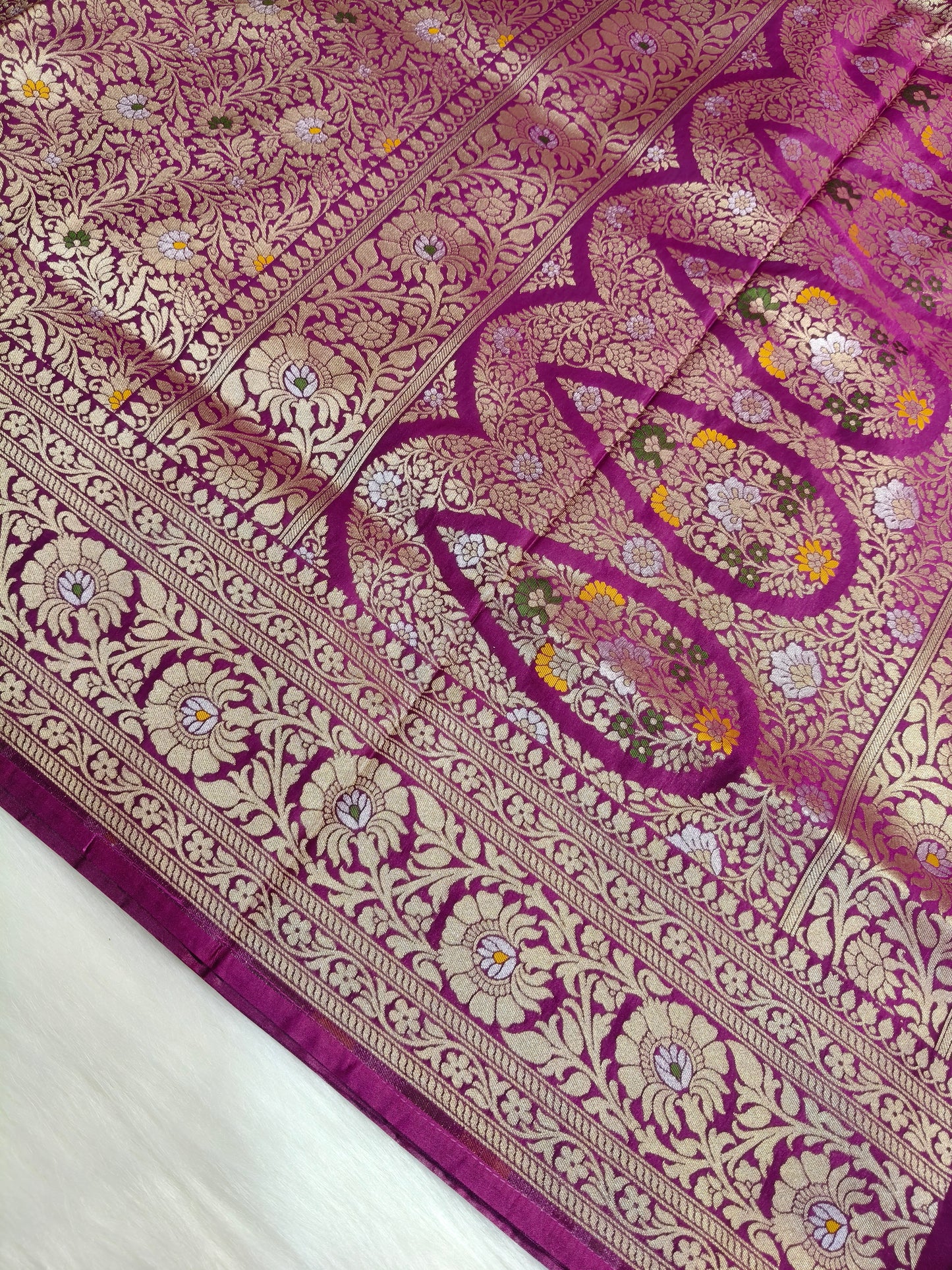 Banarasi Tanchhui Minakari Saree Wine Shade With Multi Color Mina BTS015   25% discount