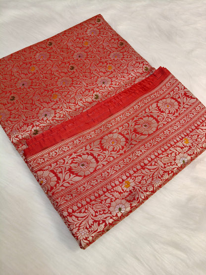 Banarasi Tanchhui Minakari saree Red Shade With Multi Color Mina BTS016   25% Discount