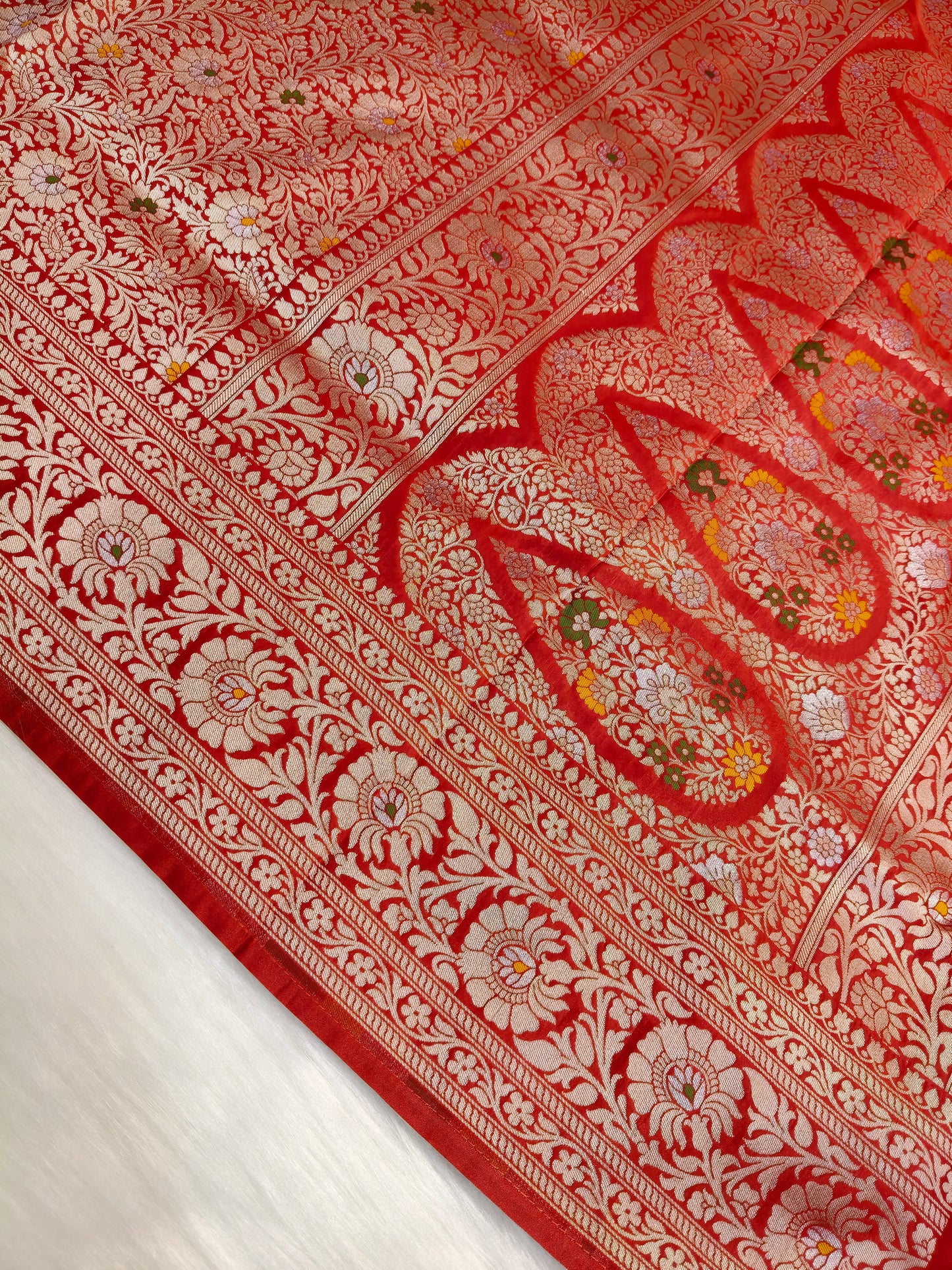 Banarasi Tanchhui Minakari saree Red Shade With Multi Color Mina BTS016   25% Discount
