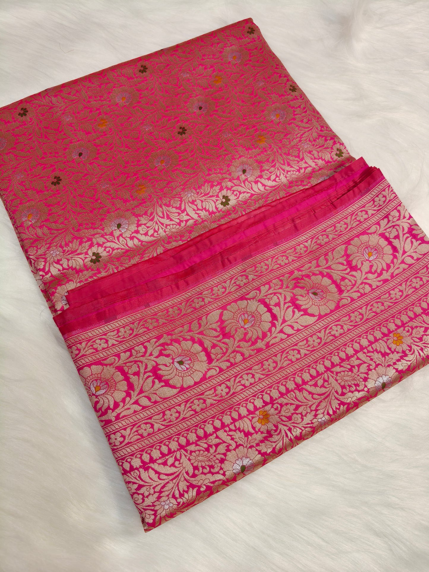 Banarasi Tanchhui Minakari Saree Red Rani Shade With Multi Color Mina BTS017   25% Discount