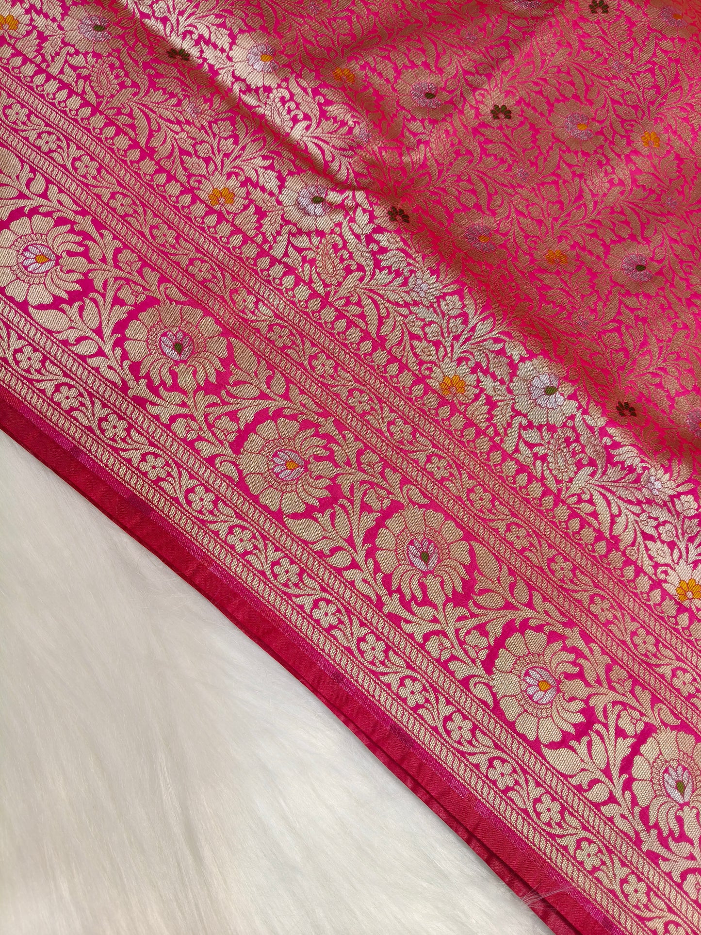 Banarasi Tanchhui Minakari Saree Red Rani Shade With Multi Color Mina BTS017   25% Discount