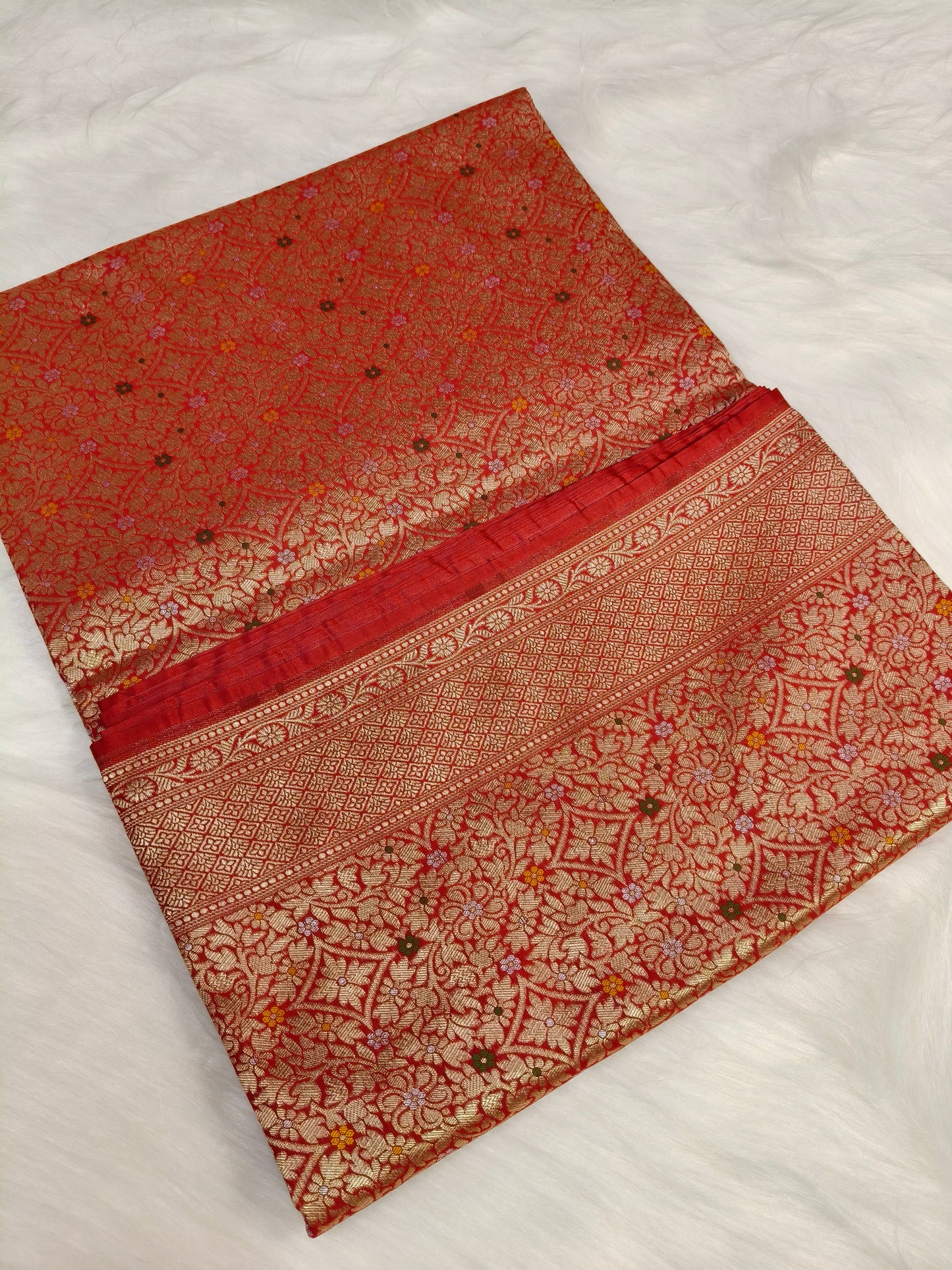 Banarasi Tanchhui Minakari Saree Red Shade With Multi Color Mina BTS019   25% discount
