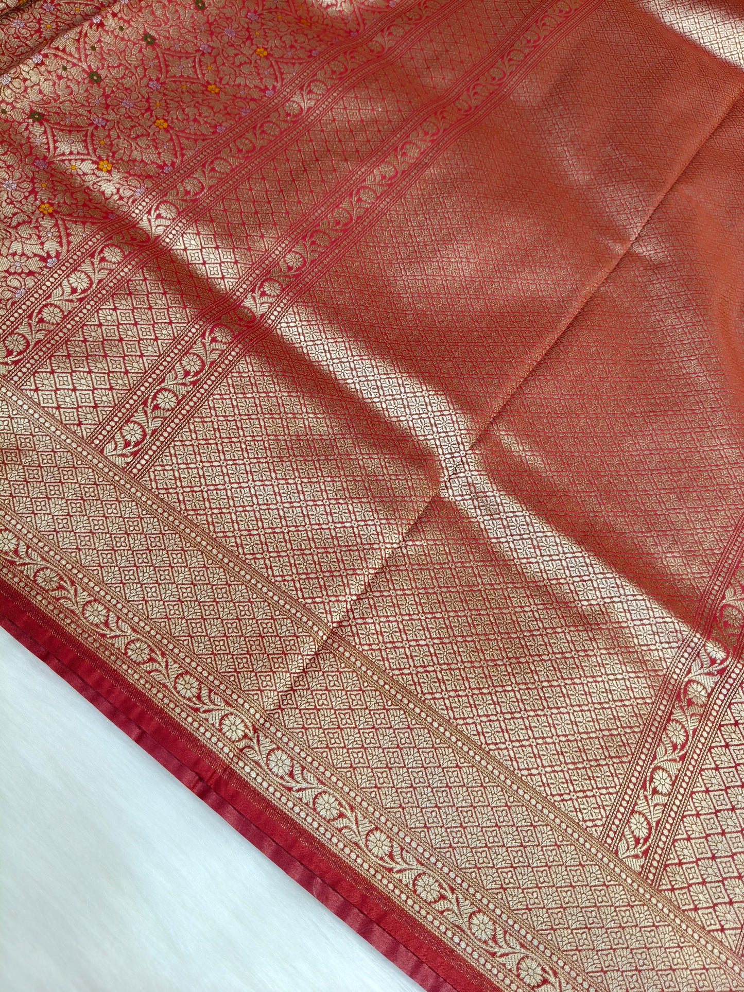Banarasi Tanchhui Minakari Saree Red Shade With Multi Color Mina BTS019   25% discount