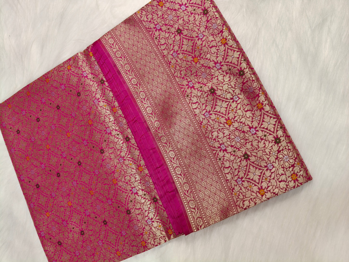 Banarasi Tanchhui Minakari Saree Red Rani Shade With Multi Color Mina BTS021   25% Discount