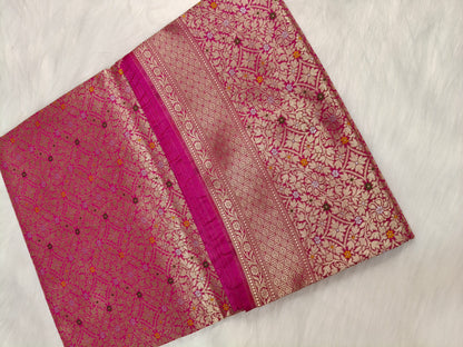 Banarasi Tanchhui Minakari Saree Red Rani Shade With Multi Color Mina BTS021   25% Discount