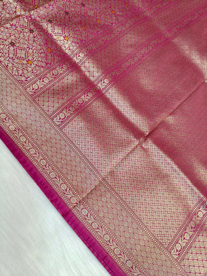Banarasi Tanchhui Minakari Saree Red Rani Shade With Multi Color Mina BTS021   25% Discount