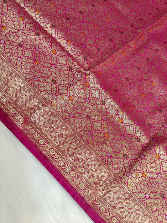 Banarasi Tanchhui Minakari Saree Red Rani Shade With Multi Color Mina BTS021   25% Discount