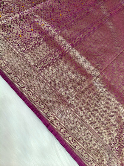 Banarasi Tanchhui Minakari Saree Wine Shade With Multi Color Mina BTS022  25% Discount