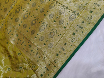 Satin Saree Light Mehandi Shade Floral Jaal Pattern SS004   75% discount