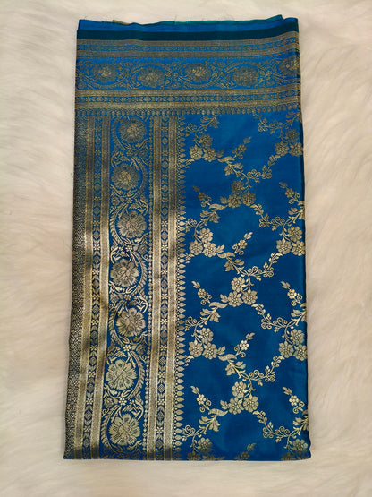 Satin Saree Peacock Shade Floral Jaal Pattern SS008 75% Discount