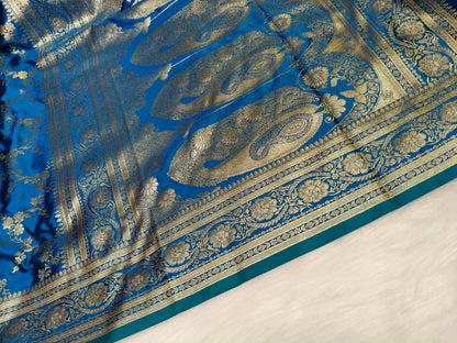 Satin Saree Peacock Shade Floral Jaal Pattern SS008 75% Discount
