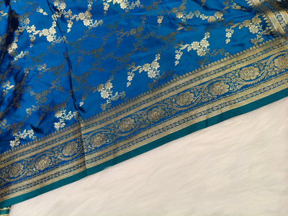 Satin Saree Peacock Shade Floral Jaal Pattern SS008 75% Discount