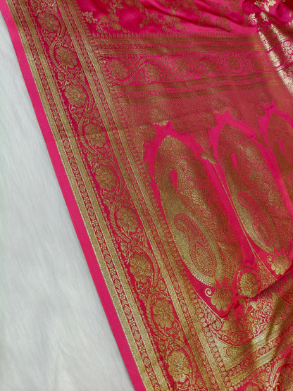 Satin Saree Straberry Shade Floral Jaal Pattern SS009 75% Discount