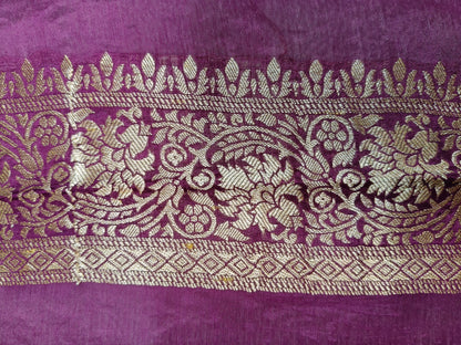 Crepe Banarsi Silk Saree Garnet Shade Floral Jaal Pattern CBS009   50% Discount